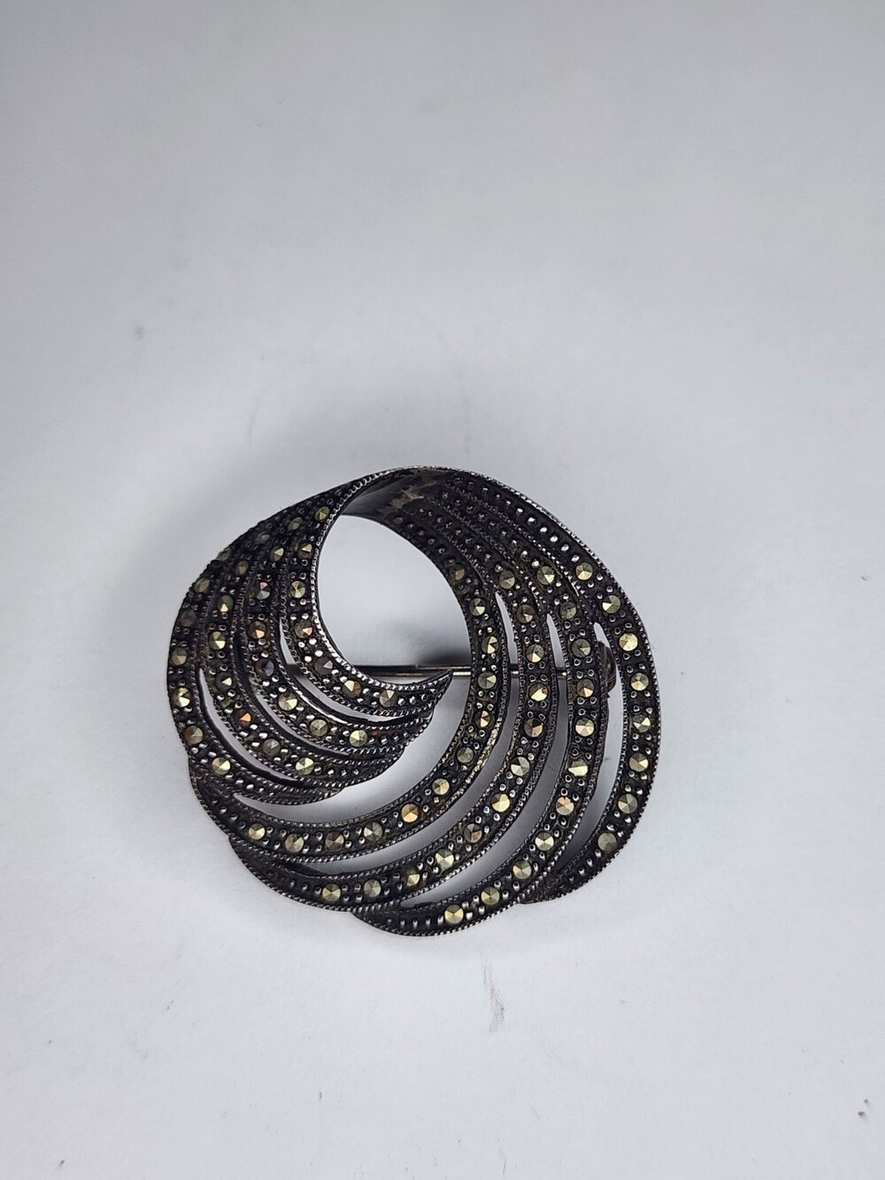 vintage sterling silver marcasite brooch pin